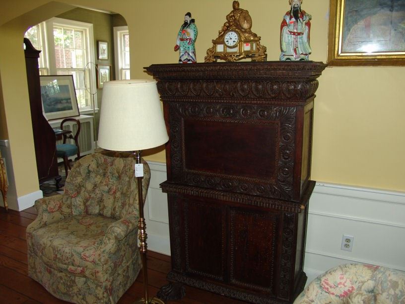 Antique carved piano roll cabinet from the Annesdale mansion, Circa mid 19th century