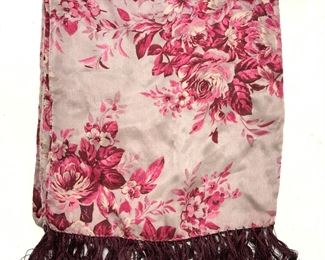Silk Floral Scarf / Wrap with Tassels
