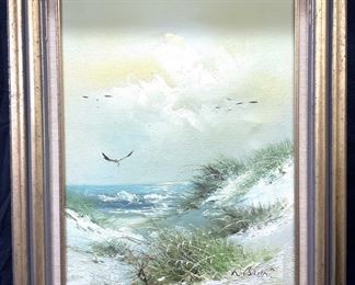 W.Brian Signed Maritime Landscape Oil Painting
