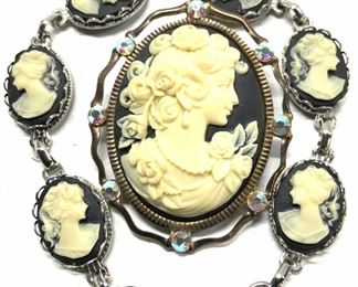 Cameo Jewelry Set; Bracelet, Brooch/ Pendant, 2
