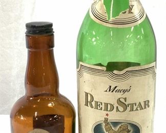 Lot 2 Collect Macy?s Red Star Vtg Liquor Bottles
