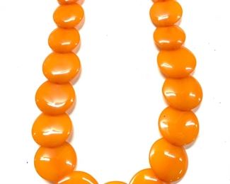 Orange Disc Bead Resin Necklace, Jewelry
