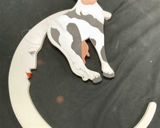 Lot 2 Ltd Ed Sign Moon and Cow Wood Home Decor
