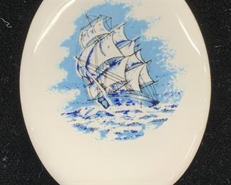 Johnson Porcelain Schooner Ship Plaque England

