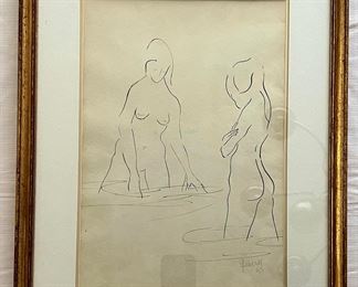 G. SHERON(???) -
Pen & Ink
13” x 8.75”
‘Nudes Bathing??”
No paperwork