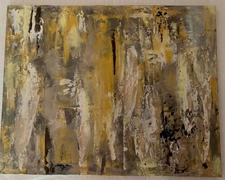 AUDREY D. JONES 2014 - ABSTRACT Mixed Media Metallic Plaster Art - ‘GOLD RUSH’
Signed - 16” x 20” x 1”