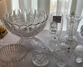 Selection of Crystal Cut Glass Cranberry etched Globe/ light. LALIQUE + More