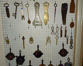 Bottle openers and cast iron ash trays 