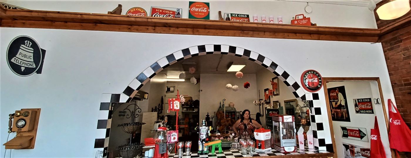 looking in to the vintage Ice cream Parlor