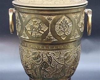 Vintage Brass & Copper Ice Bucket, Made in Tehran