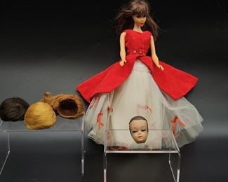 Vintage 1966 Barbie w/ Extra Head & 3- Wigs