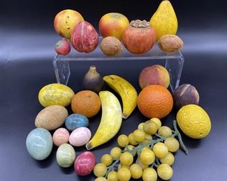 (25) Vintage Alabaster Pieces of Fruit from Italy