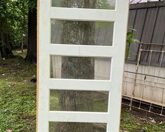 Vintage Wood Door with 5 Glass Panels