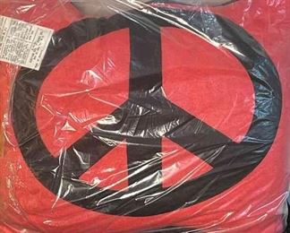Vintage 70s PEACE Sign Pillow  Raised Black Power FIST Authentic Unopened 
