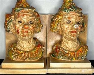 Vintage Clown Bookends by Emmett Kelly Sad Clown  Weary Willie 