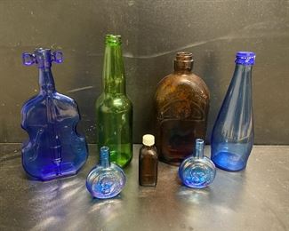 Vintage Cobalt Blue Glass Cello Bottle And More