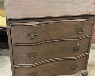 Vintage Drop Front Secretary Desk With Claw Feet
