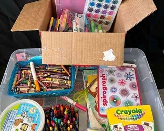 Huge Lot of Kids Art Supplies, Perler Beads, Crayons, Coloring Books, More