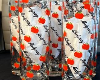 6MCM Highball Cocktail Glasses by TastesetterVintage Retro Bloody Mary Glassware w Red Tomatoes 