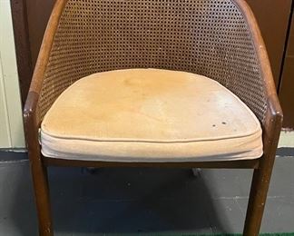 70s Style Cane Chair On Rollers