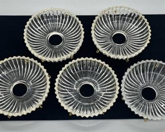 5 Jagged Edge Pressed Crystal Bobeches Vintage