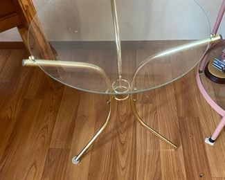 Glass Top Brass Side Table