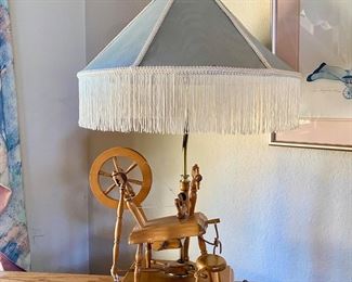 Spinning Wheel Themed Table Lamp