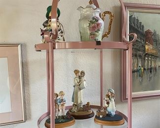 5 Tier Round Pink Metal Shelf,  Jan Hagarah Collectibles - Becky Figurine, Jan & Sharice Figurine