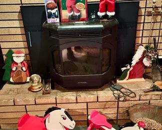 Two Wooden Rocking Horses, Jingle Bell Rock Santa Animated Dancing Singing Santa Claus