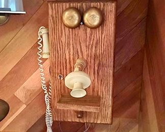 Oak Box Wall Rotary Phone