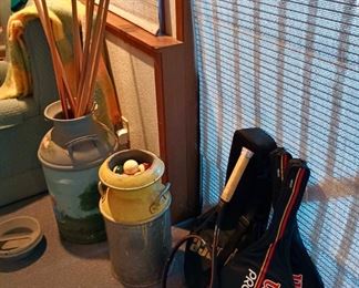 Blue and Metal Milk Can, Yellow and Metal Milk Can