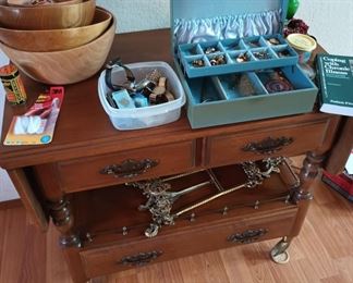 Oak Rolling Tea Cart