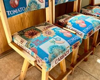 Set of 3 Food Themed Upholstered Bar Stools