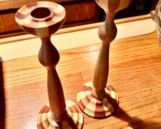 Pair of Wooden Candle Stick Holders
