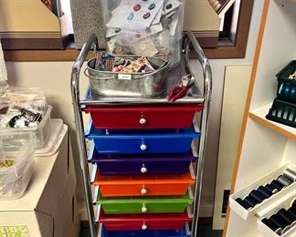 Multicolor Rolling Craft Organizer, Buttons, Crafting Supplies