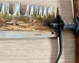 Painted Saw Blade - Lake Scene by E. Club