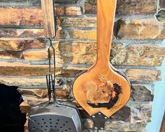 Wood Fireplace Bellow with Squirrel Design 