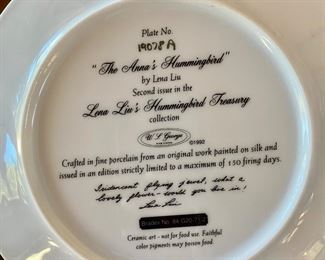 Three Lena Liu's Hummingbird Decorative Plates