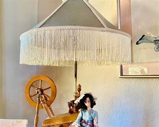 1960's Brunette Barbie with Blue Eyes, Spinning Wheel Themed Table Lamp
