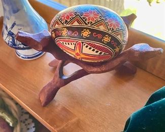 Intricately Hand Painted Egg with Stand
