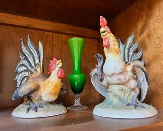 Set of 2 Lefton Fighting Rooster Figurines