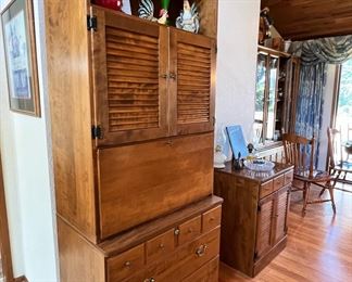 Ethan Allen Maple & Birch Secretary Desk with Bookcase