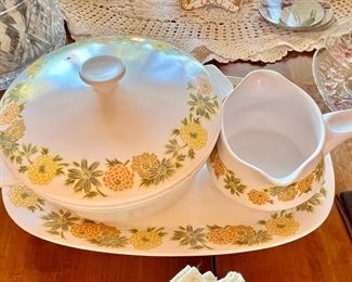 Noritake Progression China - Sunnyside Design - Casserole Dish, Gravy Boat, Serving Platter