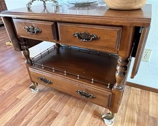 Oak Rolling Tea Cart