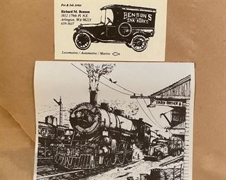 Locomotive Pen Drawing by Richard Benson