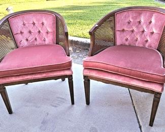 Vintage barrel chairs with cane sides