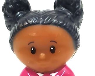 FISHER PRICE LITTLE PEOPLE TESSA AFRICAN AMERICAN GIRL FIGURE IN PURPLE WITH SPACE BUNS