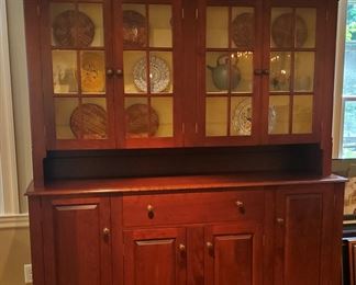 D. R. Dimes. Stepback Hutch cabinet with glass doors. 
