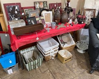 lots of home decor! picture frames, baskets, lamps, candles and more!