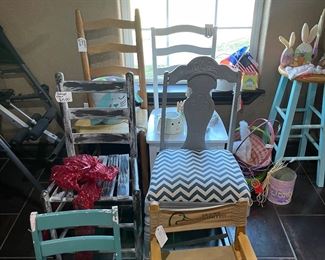 vintage chairs , doors, picket fences, screen doors, windows and more